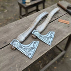Norse Bearded Axe Pair — Viking Style Handmade Wood Cutting Tool