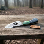 Damascus Steel Folding Gut Hook Skinner Knife 3-4 Inch Hunting Pocket Knife Liner Lock