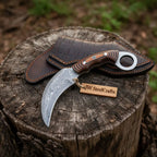 Handmade Damascus Karambit Knife with Multi-Color Micarta Handle