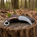 Handmade Damascus Karambit Knife with Multi-Color Micarta Handle