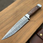 European Carving Knife Damascus Blade Wooden Handle Fixed Blade Tool