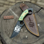 Handmade Karambit Utility Knife 7.5-Inch Curved Blade with Green Pakka Wood Handle