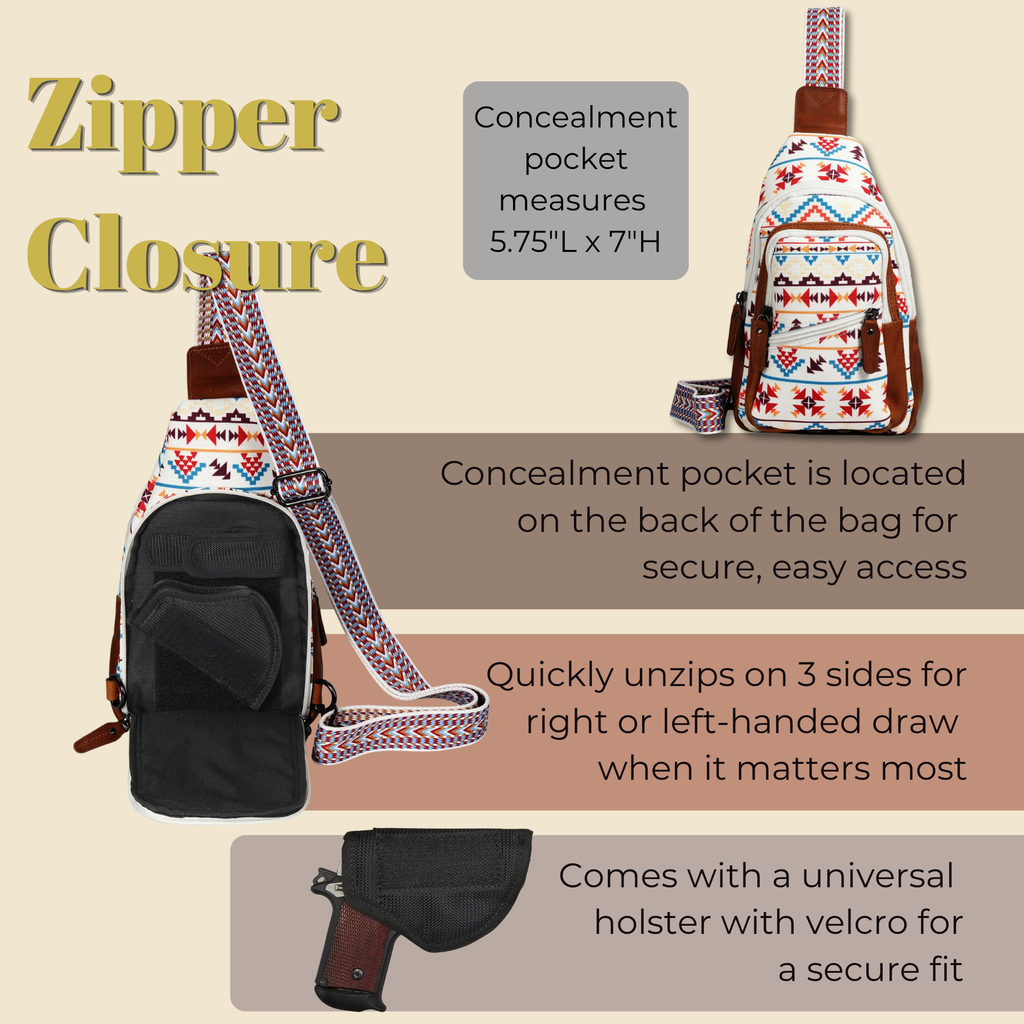 Concealed Carry Aztec Indie Canvas Sling by DS Conceal