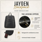 Concealed Carry Jayden Leather Backpack by Lady Conceal