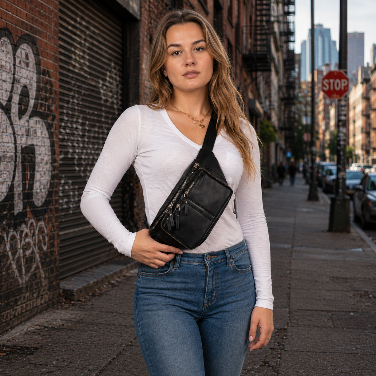 Concealed Carry Jessie Unisex Lambskin Belt Bag by DS Conceal