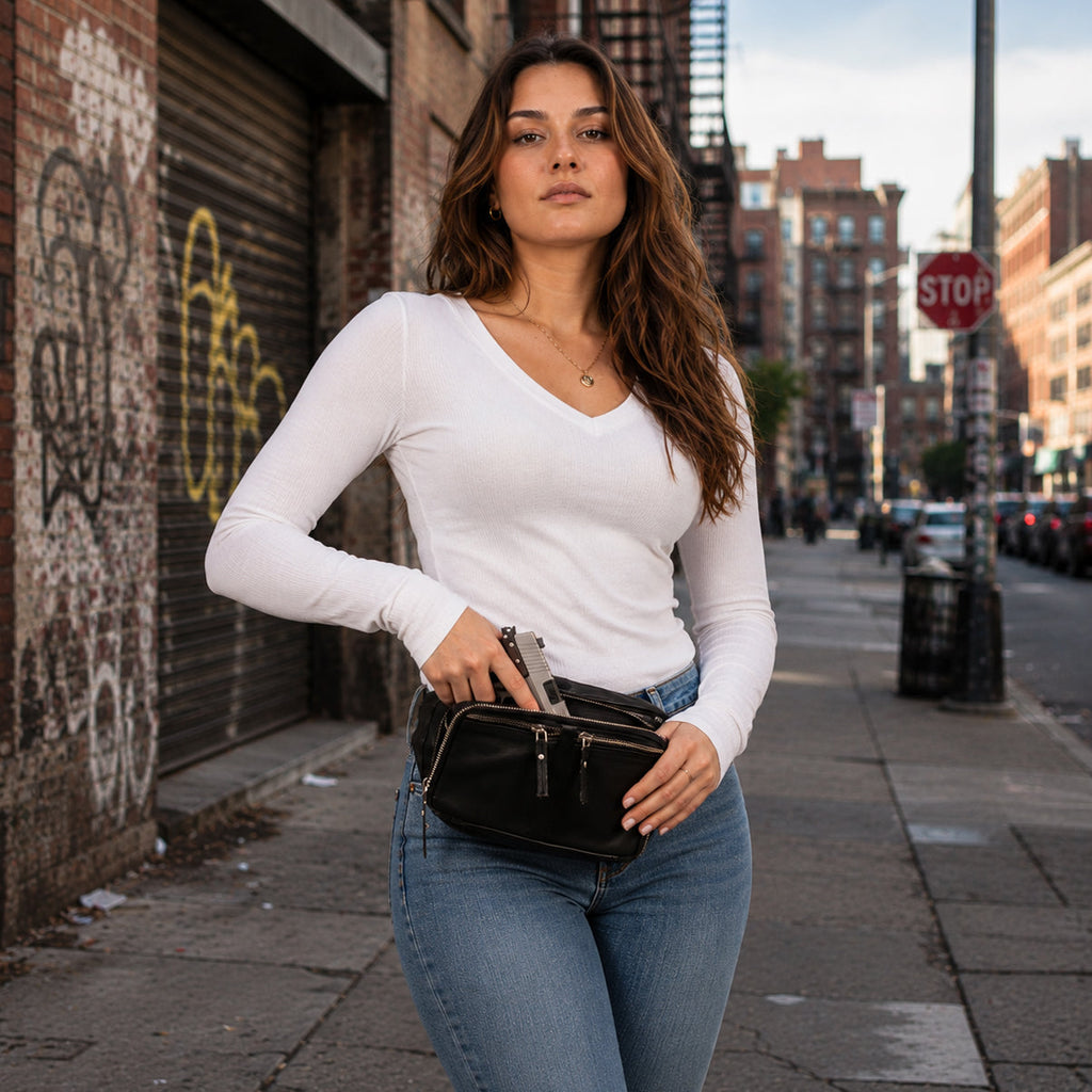 Concealed Carry Jessie Unisex Lambskin Belt Bag by DS Conceal