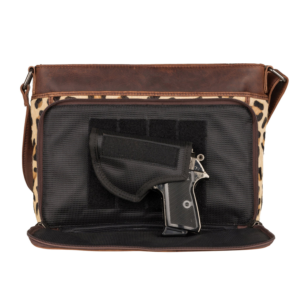 Concealed Carry Josie Indian Leopard Leather Crossbody by Lady Conceal