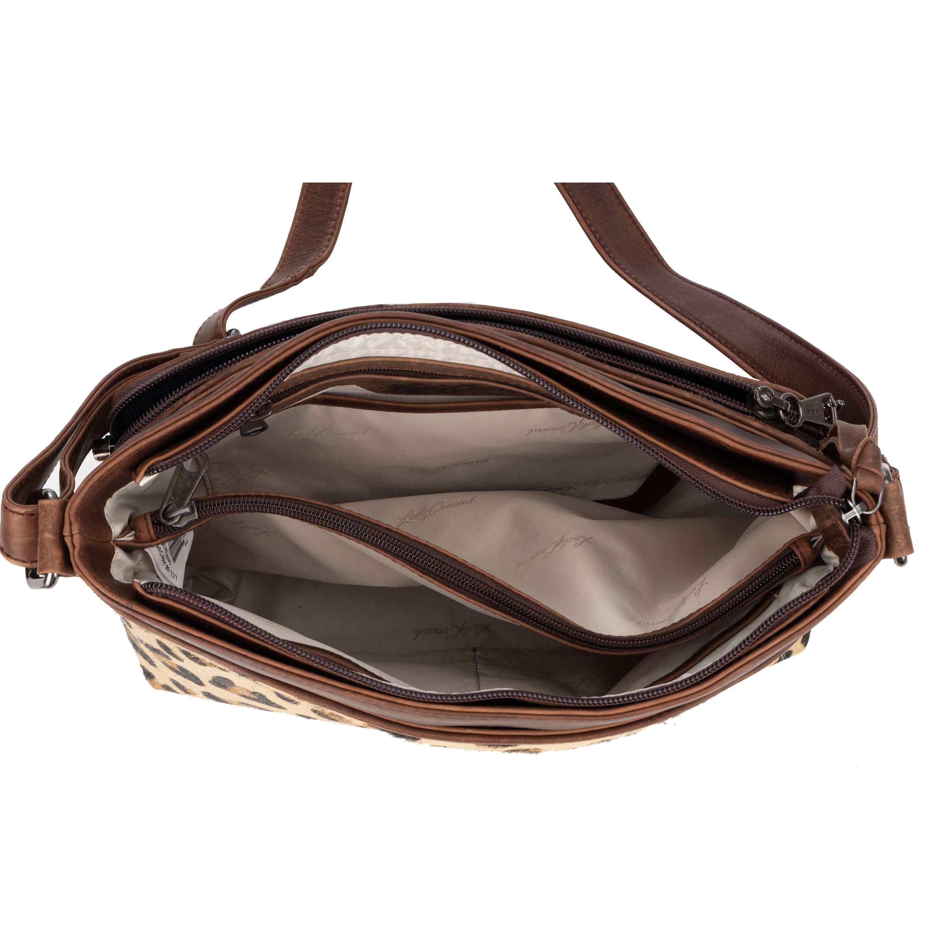 Concealed Carry Josie Indian Leopard Leather Crossbody by Lady Conceal
