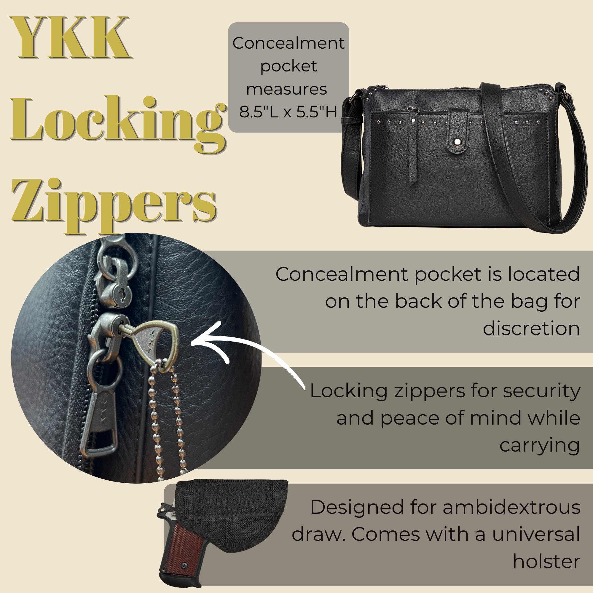 Concealed Carry Kinsley Crossbody with RFID Slim Wallet by Lady Conceal