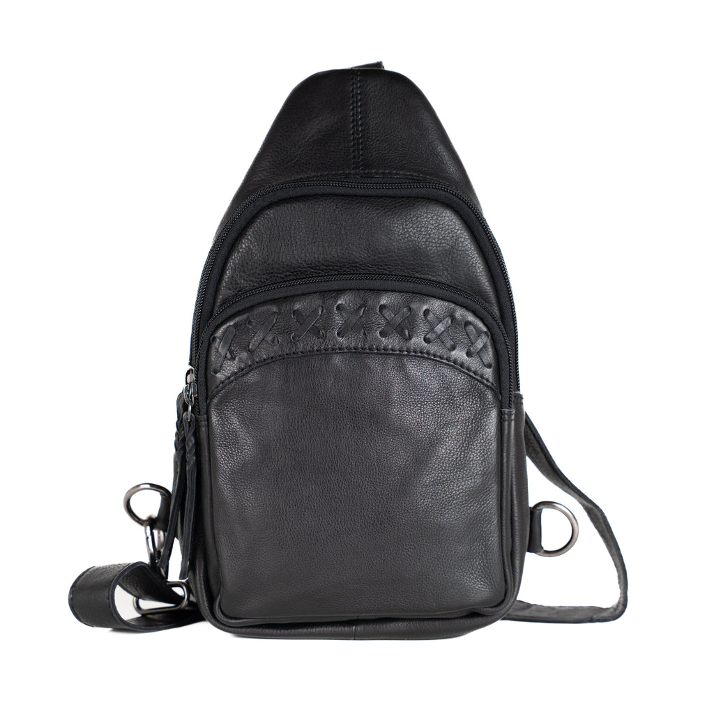 Concealed Carry Unisex Taylor Sling Leather Backpack by Lady Conceal
