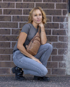 Concealed Carry Unisex Taylor Sling Leather Backpack by Lady Conceal