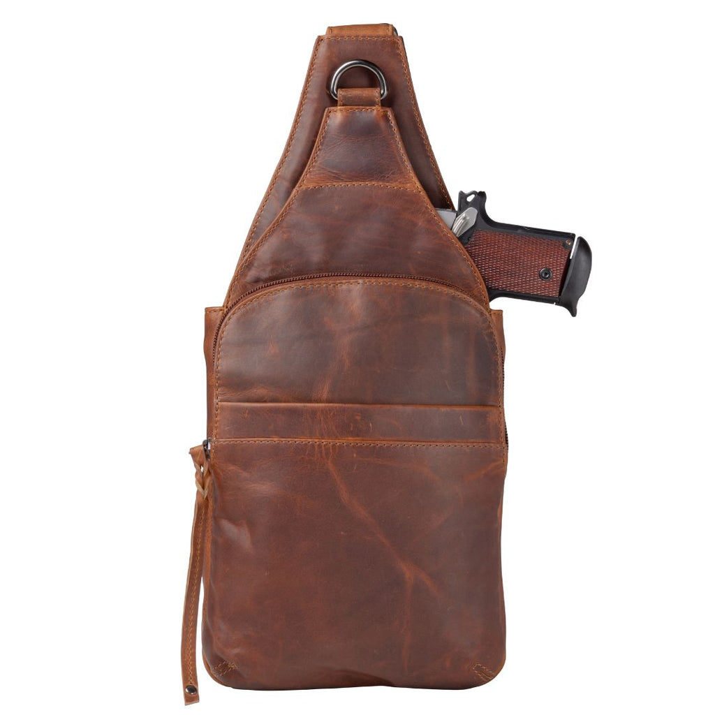 Concealed Carry Unisex Dakota Leather Sling by Lady Conceal - Large and Regular Size