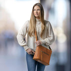 Concealed Carry Delaney Leather Crossbody by Lady Conceal - Distressed Light Brown