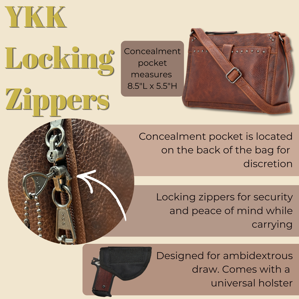 Concealed Carry Leah Buffalo Leather Crossbody w/Wallet by Lady Conceal
