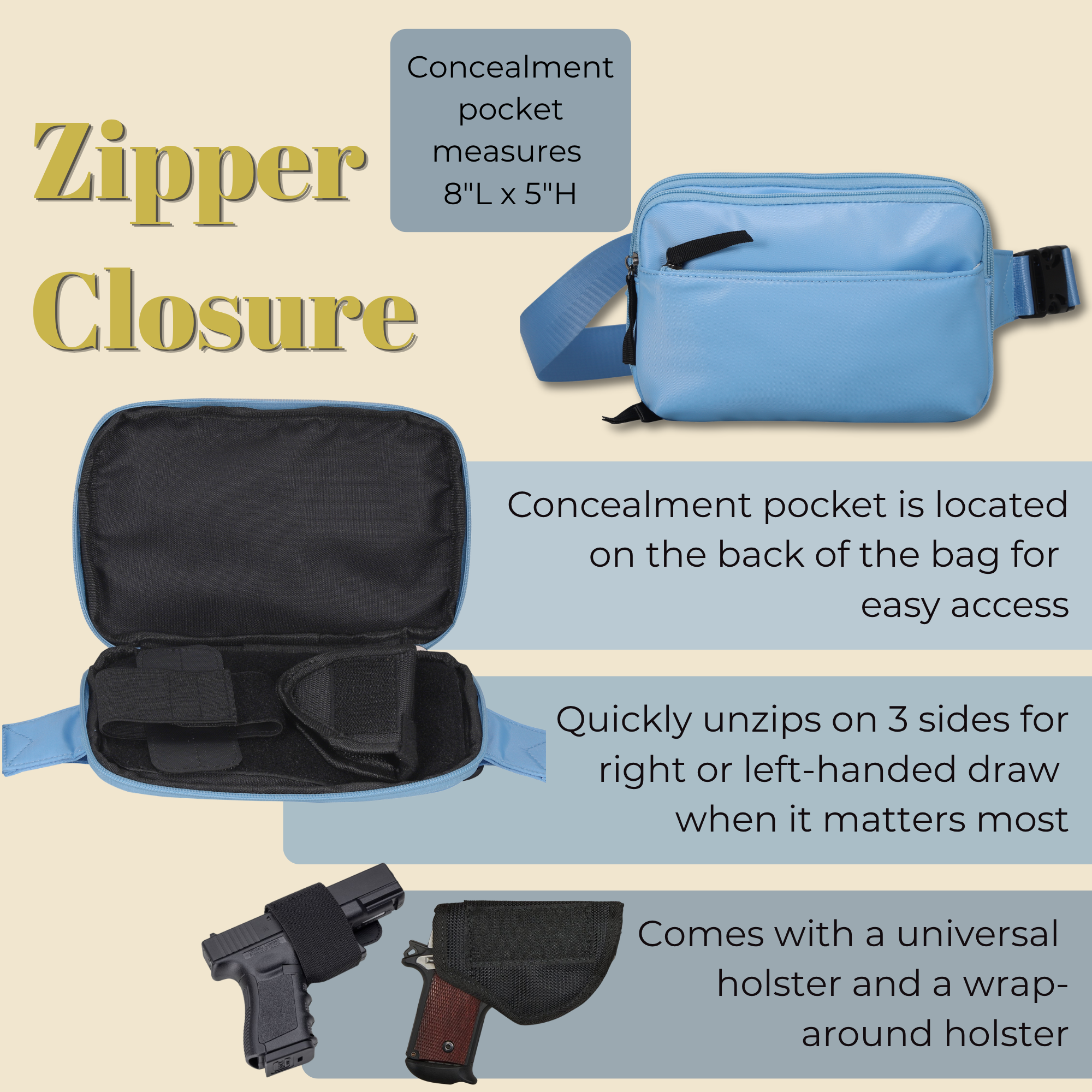 Concealed Carry Molly Nylon Fanny Pack/Sling by Lady Conceal