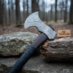 Hand Forged Damascus Steel Hatchet Hawks Tomahawk Axe Rose Wood