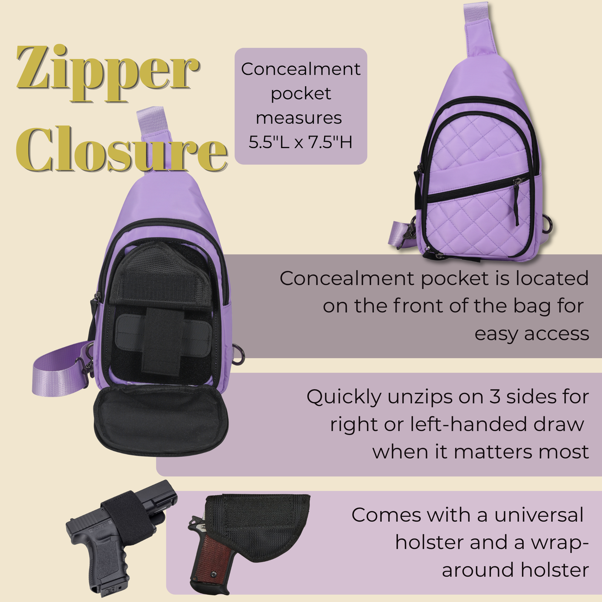 Concealed Carry Sarah Nylon Sling by Lady Conceal