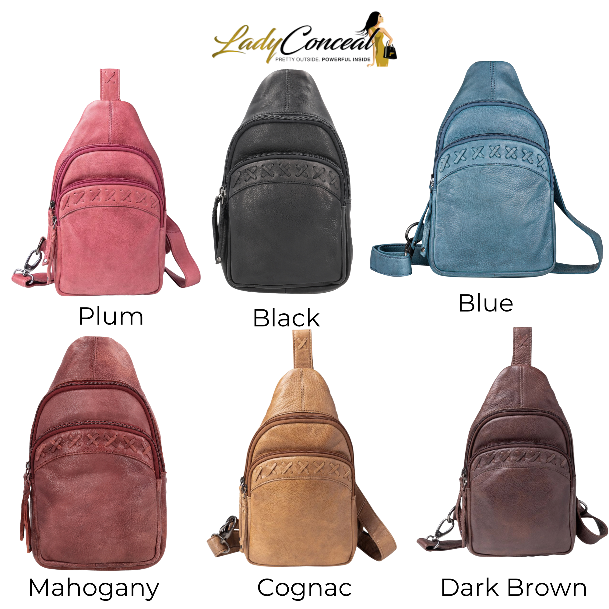 Concealed Carry Unisex Taylor Sling Leather Backpack by Lady Conceal