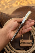 Saddle Rasp Ranch Blade 9" Premium Damascus Steel with White Bone Handle