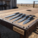 5-Piece Damascus Knife Set with Honing Rod and Black Handles