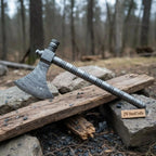 Damascus Steel Smoking Pipe Axe – Hand Forged Functional Pipe Tomahawk with Carved Hardwood Handle | JW SteelCrafts