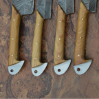 Damascus Kitchen Knife Set of 4 - Hand-Forged Full Tang Blades