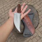 Custom Engraved Stainless Steel Outdoor Knife with Walnut Handle | JW SteelCrafts