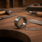 Mens Wide Damascus Steel Wedding Band Thick Handmade Pattern Ring
