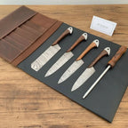 4-Piece Damascus Cutlery Knife Set - Wood Grain Damascus Blades