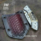 Handmade Damascus Drop Point Folding Knife – American Flag Handle, EDC Pocket Knife