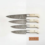 3-Piece Damascus Slicing Carving Knife Set with Bone Handle with Water Flow Blades