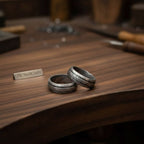 Damascus Steel Wedding Band Set for Couples Twisted Damascus Rings