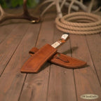 Damascus Tanto Trailing Point Hunting Knife Bone Handle 12 Inch Handmade Leather Sheath