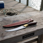 Handmade Full Tang Fillet Knife, 11 inch, Curved Blade, Rosewood Handle