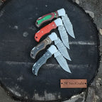 Handmade Damascus Steel Folding Knife – 4 Premium Handle Variations