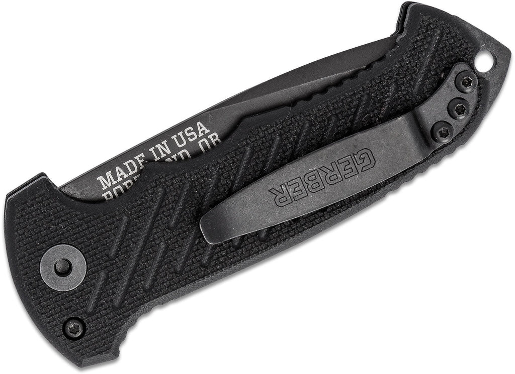 Gerber 06 Push Button AUTO Combo Tanto Blade Folding Knife Black