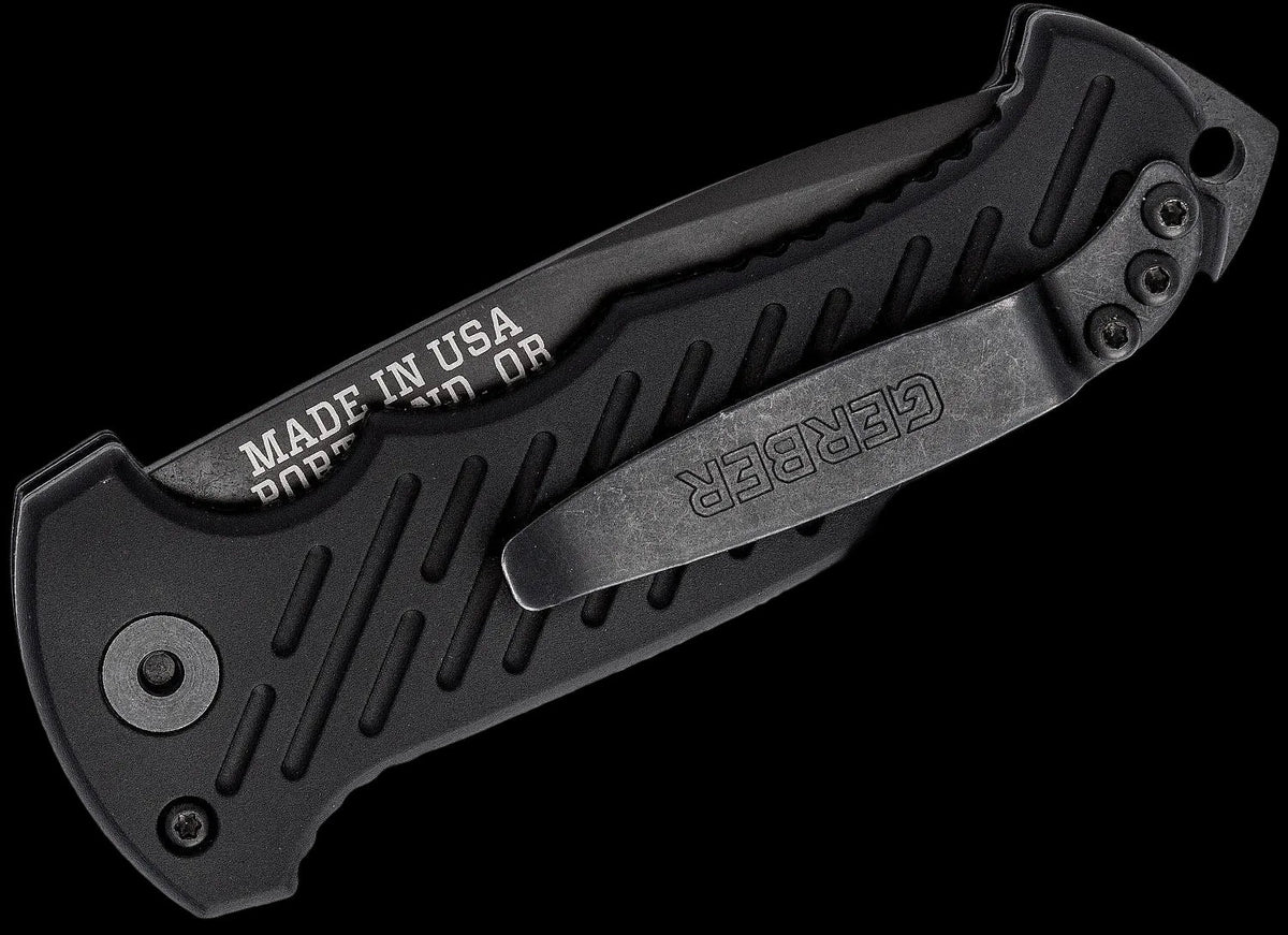 Gerber 06 Push Button AUTO Combo Tanto Blade Folding Knife Black