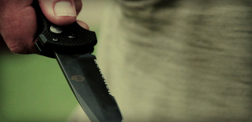 Gerber 06 Push Button AUTO Combo Tanto Blade Folding Knife Black