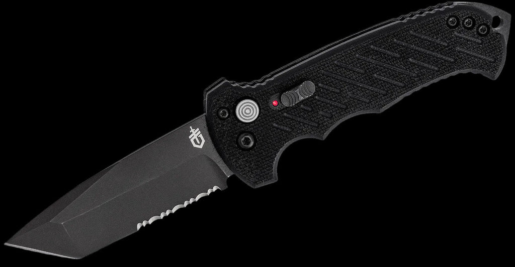 Gerber 06 Push Button AUTO Combo Tanto Blade Folding Knife Black