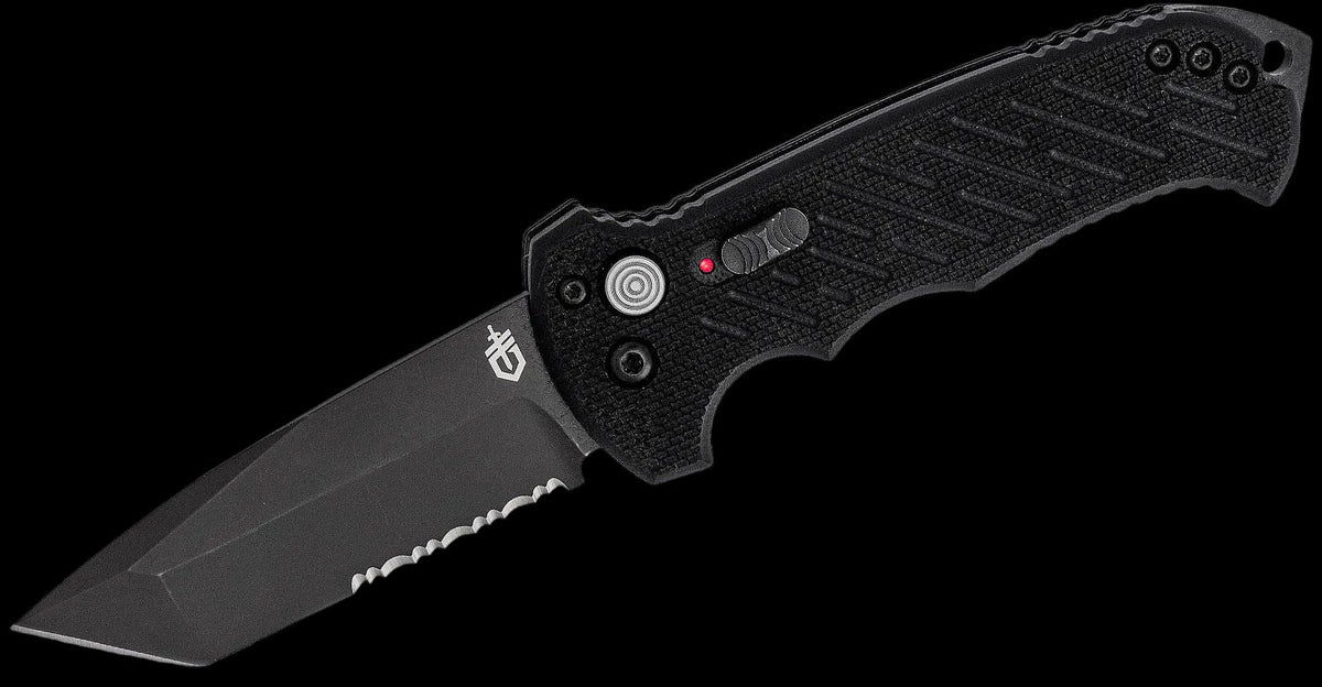 Gerber 06 Push Button AUTO Combo Tanto Blade Folding Knife Black