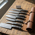 7-Piece Hammer Forged Damascus Chef Knife Set with Black Pakka Wood Handles