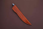 Handcrafted Damascus Steel Fish Fillet Knife with Blue Pakka Wood Handle and Leather Sheath