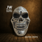 Handcrafted Metal Skull Mask: Choose Copper, Chrome or Antique Finish