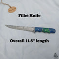 11.5 Inch Damascus Steel Fillet Knife with Two-Tone Colored Wood Handle | JW SteelCrafts