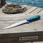 11.5 Inch Damascus Steel Fillet Knife with Two-Tone Colored Wood Handle | JW SteelCrafts