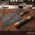 Damascus Kiritsuke Gyuto Chef Knife 12” – Olive Wood & Black Resin Handle with Brass Spacers | Full Tang Japanese Hybrid Knife