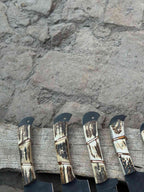 Handmade Hammered Chef Knife Set with Stag Antler Handles | 5-Piece Kitchen Knife Set