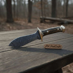 Handmade Persian-Style Upswept Bowie Knife with Stag Handle and Brass Pommel