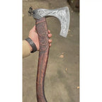 Hand-Engraved Viking Bearded Axe with Carved Hardwood Handle – Damascus Steel Blade | JW SteelCrafts