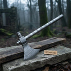 Damascus Steel Smoking Pipe Axe – Hand Forged Functional Pipe Tomahawk with Carved Hardwood Handle | JW SteelCrafts